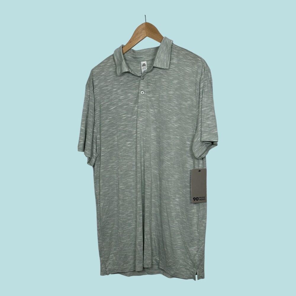 NWT 90 Degrees by Reflex Polo Shirt Mens L Green Golf Stretch Casual
